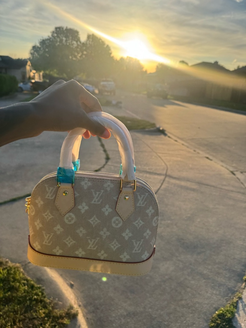 Louis Vuitton Beige meogram Monogram Mini Alma Satchel with Cream Trim - Picture 6 of 6